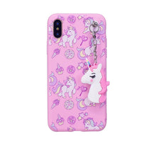 Cargar imagen en el visor de la galería, Funda para iPhone - Unicornio con llavero rosa
