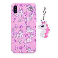 Cargar imagen en el visor de la galería, Funda para iPhone - Unicornio con llavero rosa
